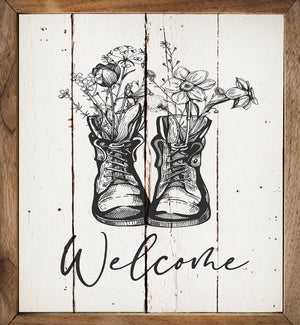 Welcome Floral Boots Whitewash